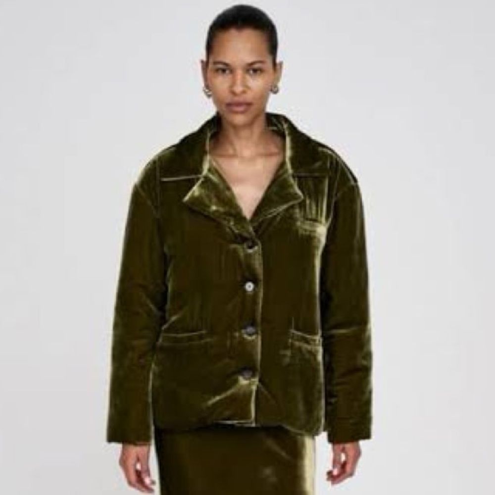 Olive Velvet Padded Jacket Rabens Saloner XS NWT
